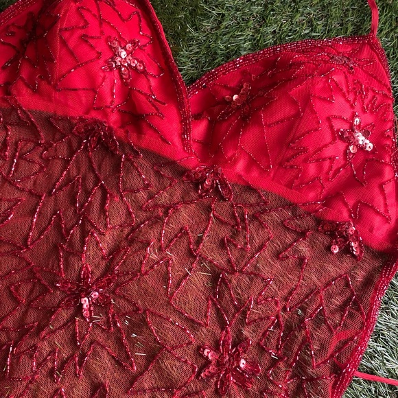 Red Y2K beaded top - Picture 5 of 11